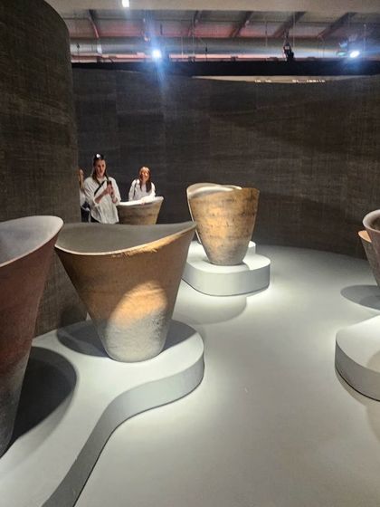 A collection of our large, artistic planters on display. Their varied finishes and organic shapes can add drama and sophistication to any corner.