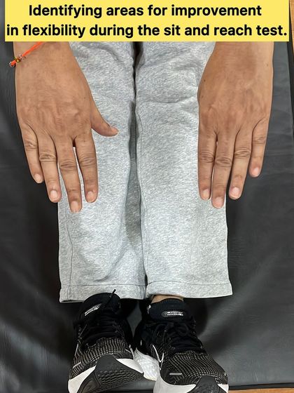 Identifying areas for improvement in flexibility during a sit-and-reach test. This assessment helps me understand a client's lower body mobility so we can work on unlocking their full potential.