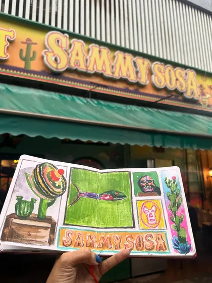 My sketchbook collage of the vibrant and eclectic decor at Sammy Sosa, a Mexican restaurant in Malad. This was a fun urban sketching session where I captured the unique elements of the space.