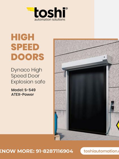 For explosion sensitive environments, we provide the Dynaco S-549 ATEX Power high speed door. Its stainless steel structure and anti static components prevent sparks, making it a critical safety installation for specialized industries.