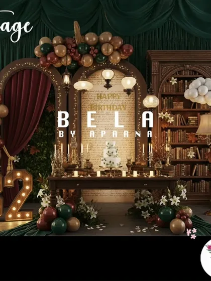 This vintage library stage showcases a more mature and mysterious theme. It's designed for book lovers and those who appreciate a touch of old-world charm, combining rich textures, warm lighting, and literary props for a sophisticated celebration.