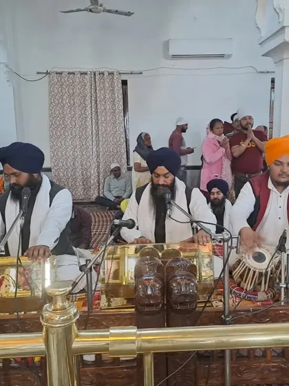 A still from the Kirtan Hazri at Gurdwara Jamni Sahib. My role here is to provide a steady, devotional rhythm that supports the Gurbani being sung.