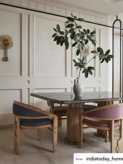 The elegant dining area of Virali Villa, highlighted in the magazine feature.