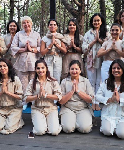 A group of incredible women on our retreat, united in practice and presence. We believe in lifting each other up and growing together on this journey.