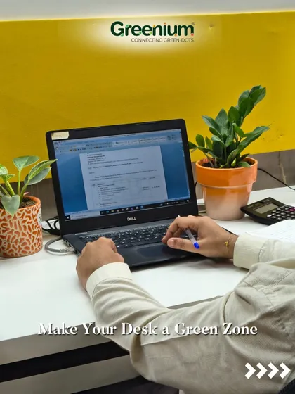 Even a single plant can make your desk a green zone. This image shows how a couple of small, easy-care plants can personalize a workspace and improve the immediate environment for an employee.