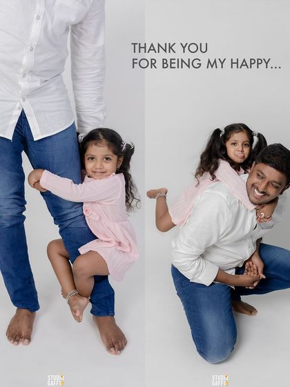 A daughter's love for her father is so special. This collage captures her clinging to his leg and getting a piggyback ride, showcasing the playful and trusting bond they share.