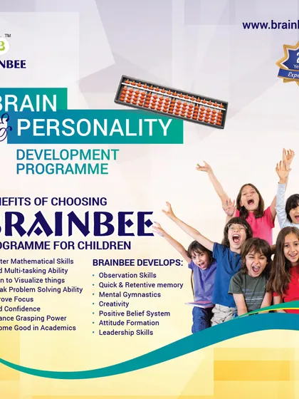 Our program is more than just math. This graphic outlines the core benefits we focus on, including building multi-tasking ability, improving focus, enhancing problem-solving skills, and developing leadership qualities for all-round brain and personality development.