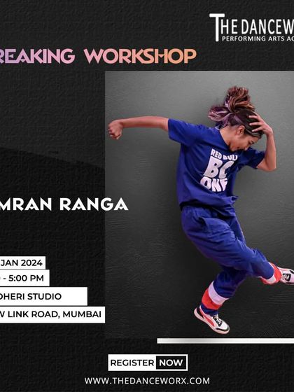 A poster for our Breaking Dance Workshop with Simran Ranga. We are committed to offering authentic training in all pillars of street dance.