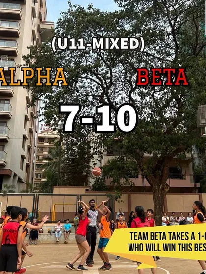 The final score from the U-11 mixed category at Hooplah '24, where Team Beta took a 1-0 lead.