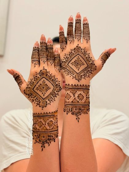 A posed shot of the minimal geometric design, showing the back of the hands.