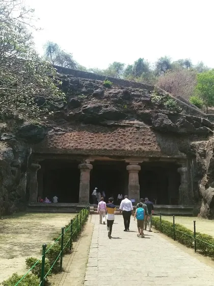 The entrance to the main cave at Elephanta. Spending time at these world heritage sites with fellow researchers is an invaluable part of my artistic journey.