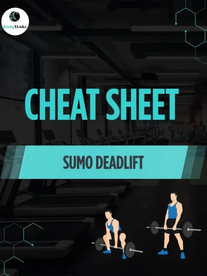 Cheat Sheet: Sumo Deadlift. Learn the setup and execution of the sumo deadlift to target your glutes, hamstrings, and inner thighs.