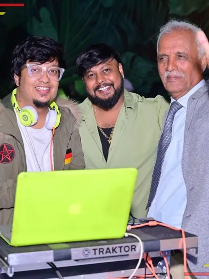 Posing with happy clients behind the DJ booth at Bangalore Brew Works. It's always great to see people enjoying the music and the party.