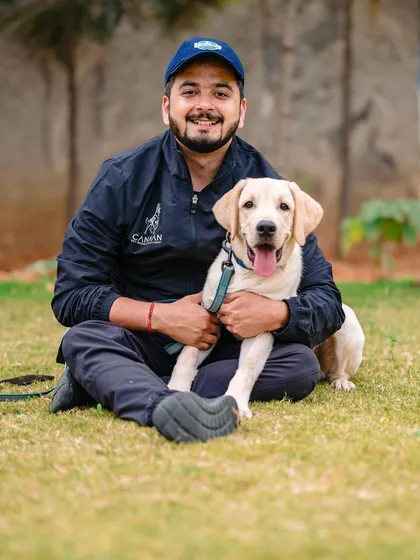 A happy moment with a lovely Labrador during a training session. The joy of connecting with different dogs and helping them and their owners grow together is the best part of my job.