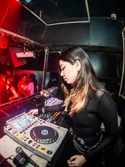 A view from my console at Underground, The HHI in Kolkata. I thrive in the heart of the action, reading the room and curating a seamless flow of music, from Bollywood hits to deep techno.