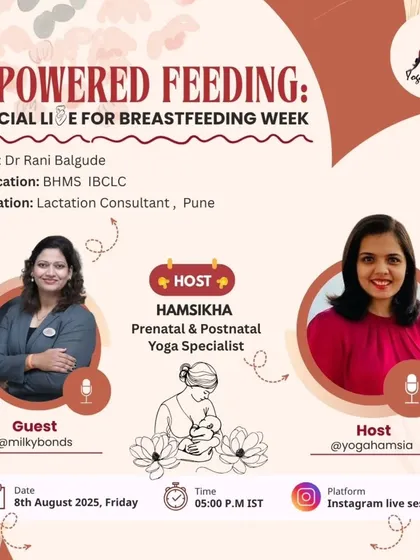 Your support system is crucial. That's why I collaborate with other experts, like lactation consultant Dr. Rani Balgude, to provide comprehensive care. This poster announced our live session on empowered feeding, helping mothers prepare for their breastfeeding journey.