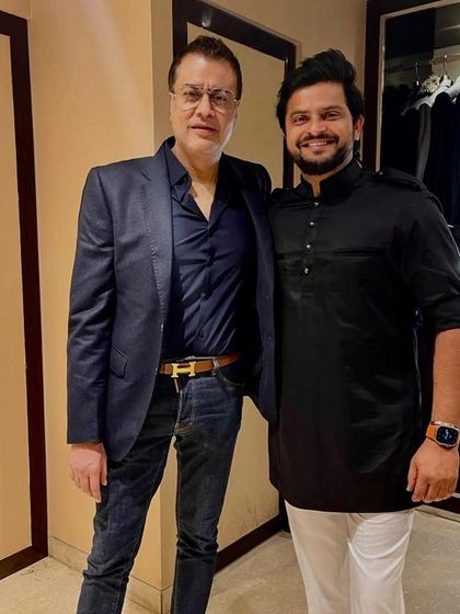 Posing with cricketer Suresh Raina in the studio. It's a proud moment to dress individuals who are masters of their own craft.