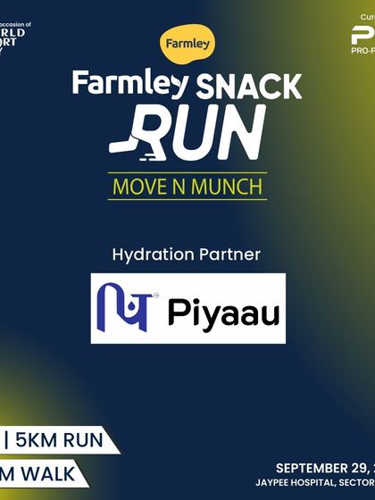 Thrilled to have Piyaau as our Hydration Partner for the Farmley Snack Run.