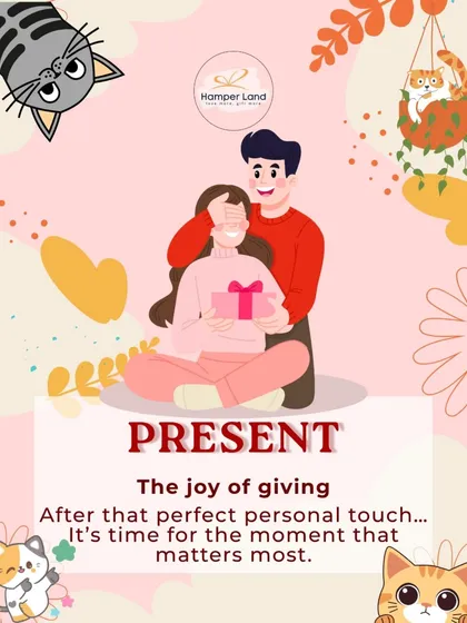 After the perfect personal touch, it's time for the moment that matters most: the joy of giving. This graphic captures the feeling of a heartfelt surprise.
