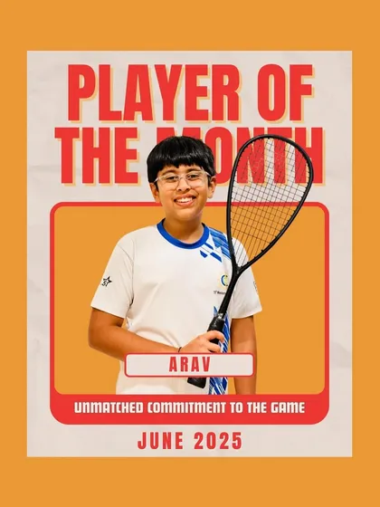 Announcing Arav as Player of the Month! His commitment is unmatched, training six days a week and balancing intense on-court sessions with off-court routines. His hunger to grow is why his results are starting to show.