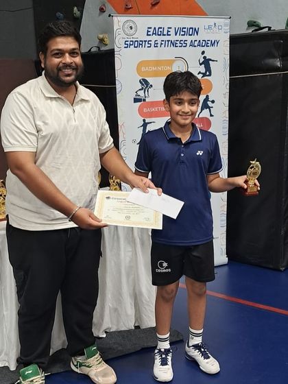 Calvin with his runner-up trophy in the U-11 category at the Corporate Sports Connect Tournament. Every tournament provides valuable experience for our developing players.
