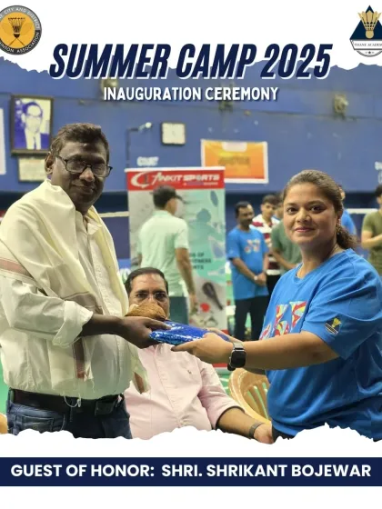 Guest of Honor Shri. Shrikant Bojewar being felicitated at the inauguration. We believe in connecting our players with leaders from different fields to inspire them.