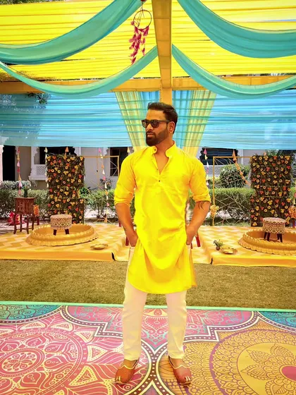 A yellow kind of day. My outfit for a Haldi ceremony during a destination wedding in Udaipur.