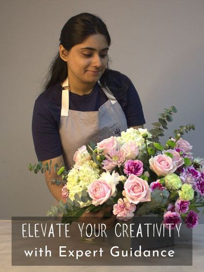 Elevate your creativity with expert guidance. This student is carefully crafting a beautiful arrangement, showcasing the professional finish that comes from my mentorship.