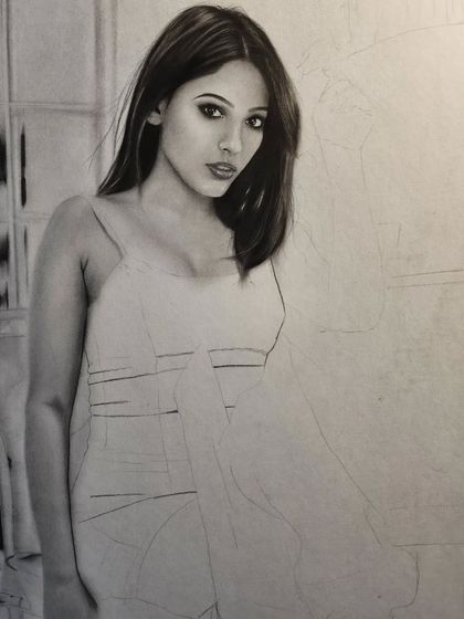 A progress shot focusing on the face and hair.