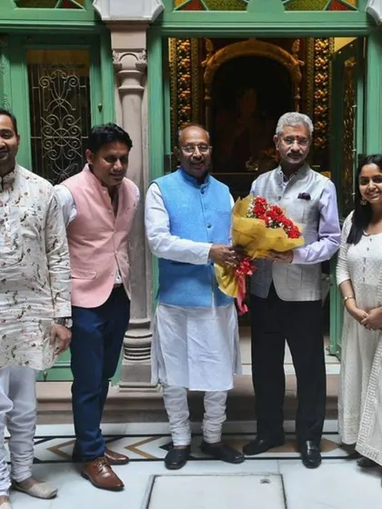 Presenting the restored Golden Haveli to India's External Affairs Minister, Dr. S. Jaishankar, alongside Mr. Vijay Goel. It is a privilege to share our work in heritage conservation with esteemed leaders who value our nation's cultural legacy.