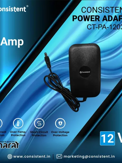 This compact 12V 3 Amp Power Adapter provides fast and reliable charging for various devices. It features built-in protection against over-current, over-temperature, short-circuits, and over-voltage for safe operation.