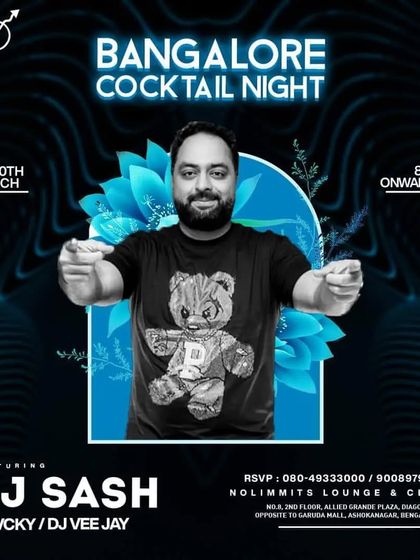 This poster for a Bangalore Cocktail Night highlights the fusion of great drinks and my signature Bollywood and commercial audio-video sets.