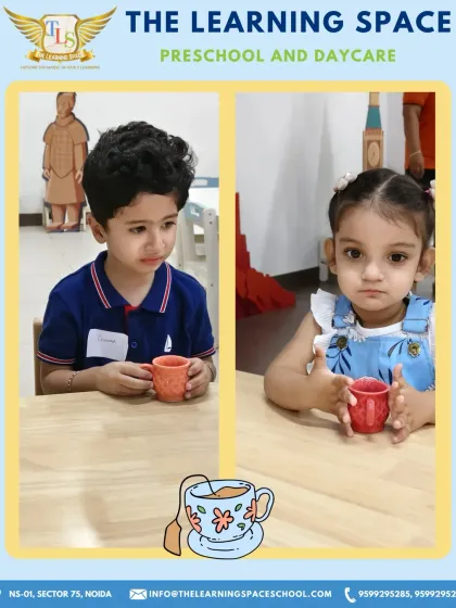 Holding their little teacups, the children immerse themselves in our UK-themed day. These simple moments of pretend play are powerful tools for cultural learning and social development.