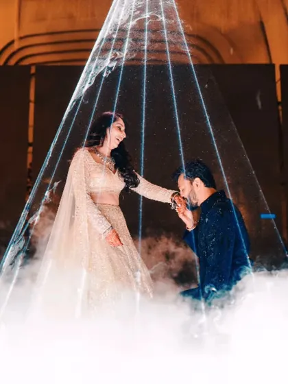 This is a fairytale moment brought to life. We used special effects and dramatic lighting to create this dreamy, ethereal portrait for the couple's dance. It’s more than just a performance; it’s a piece of art that captures their love story.