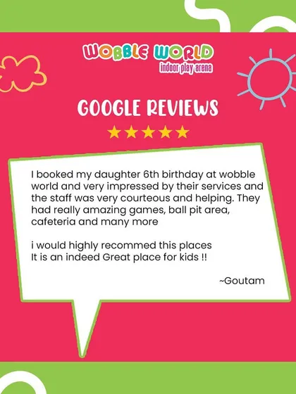 Another 5-star review from Goutam, who was impressed by our services, courteous staff, and amazing games for his daughter's 6th birthday.