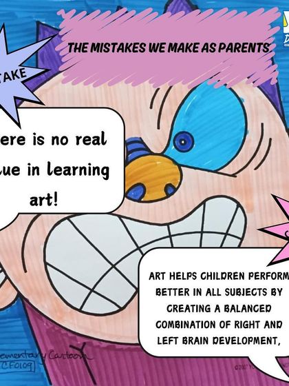 A common mistake is thinking there is no real value in learning art. In fact, art helps children perform better in all subjects by creating a balance of right and left brain development.