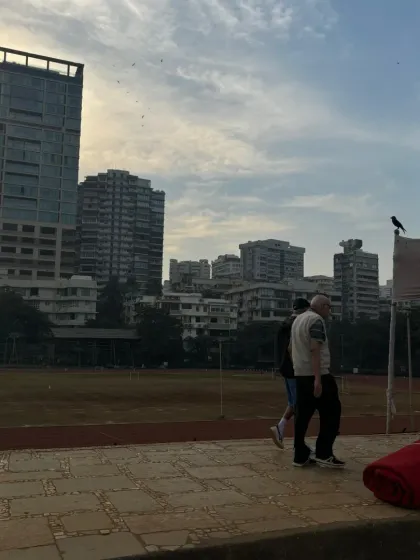 Members enjoying a morning walk along the track with the city skyline in the background. A gentle walk here is a great way to stay active and healthy, both physically and mentally.