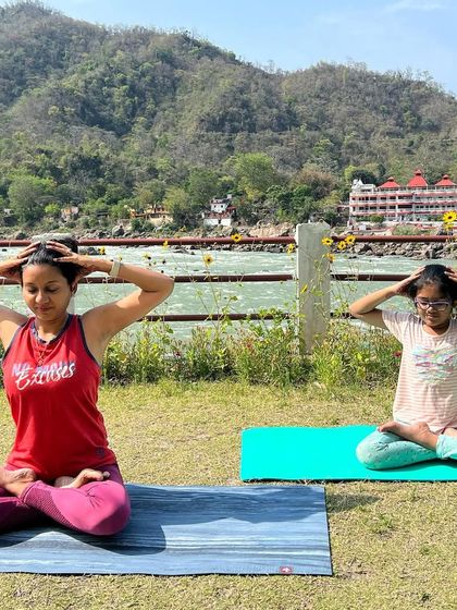 Here we are practicing Brahmari Pranayama, the humming bee breath. This calming breathing exercise is excellent for kids and adults alike, helping to improve concentration, build confidence, and soothe the mind.