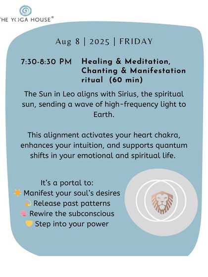 A schedule for our Lion's Gate Portal healing and meditation ritual. This cosmic alignment activates the heart chakra and supports quantum shifts in your spiritual life.
