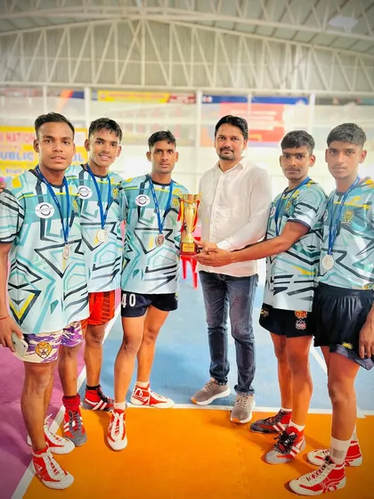 Key players from our C.B.S.E. National runner-up team posing with the hard-earned trophy.
