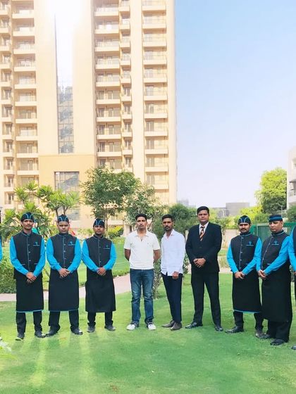 Our full service team, ready for an outdoor event. We believe in teamwork and professionalism, and our staff works together seamlessly to deliver a flawless catering experience from start to finish.