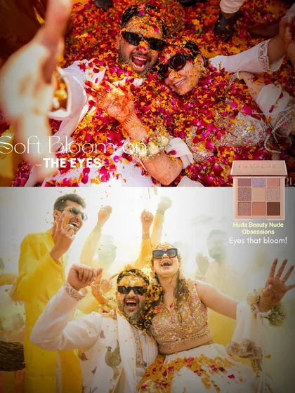 Soft bloom on the eyes for the Haldi ceremony. We used a neutral eyeshadow palette to create a look that was subtle yet beautiful, letting the bride's happiness shine.
