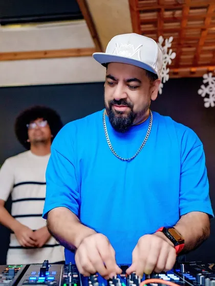 Another angle of me on the decks, focused on the music.