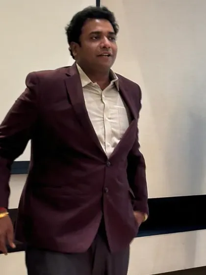 Our COO, Yashwanth Krishna, after the BNI presentation. We value these platforms for connecting with other professionals.