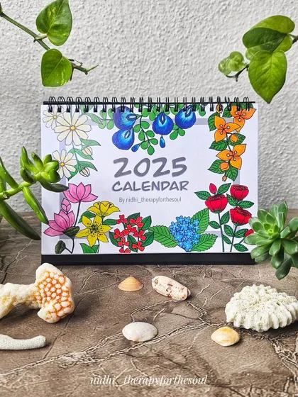 My 2025 Desk Calendar is here. This is the 4th year I'm creating these, and this edition combines three of my passions: florals, musical instruments, and intricate mandala patterns. It's a piece of art for your desk, with a new design to enjoy each month.