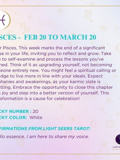 A weekly tarot forecast for Pisces. This week marks the end of a significant phase in your life, inviting you to reflect and grow. You might feel a spiritual calling or a nudge to live more in line with your ideals.