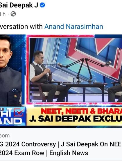 An exclusive conversation with Anand Narasimhan on the NEET controversy. I connected the issue of exam integrity to the broader themes of national policy (Neeti) and the future of Bharat.