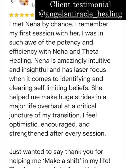 This client review highlights my intuitive approach to identifying and clearing self-limiting beliefs. They felt encouraged and strengthened, making huge strides in their life after our sessions together.