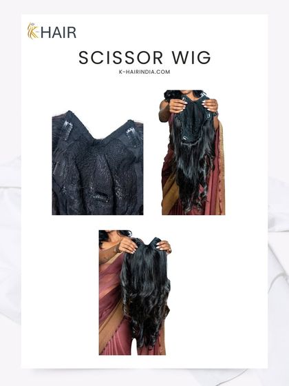 This graphic displays our Scissor Wig. These are often pre-cut and styled, offering a convenient and budget-friendly option for an instant new look.