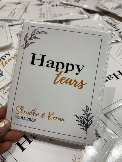 For all the happy tears on your big day. These custom-printed tissue packs are a small, thoughtful detail that your guests will surely appreciate.